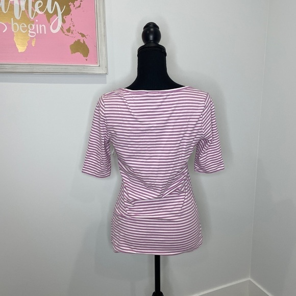 Halogen Lilac Square Neck Striped 3/4 Sleeve Top - Picture 4 of 7